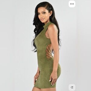 Fashion Nova Olive Backless Dress